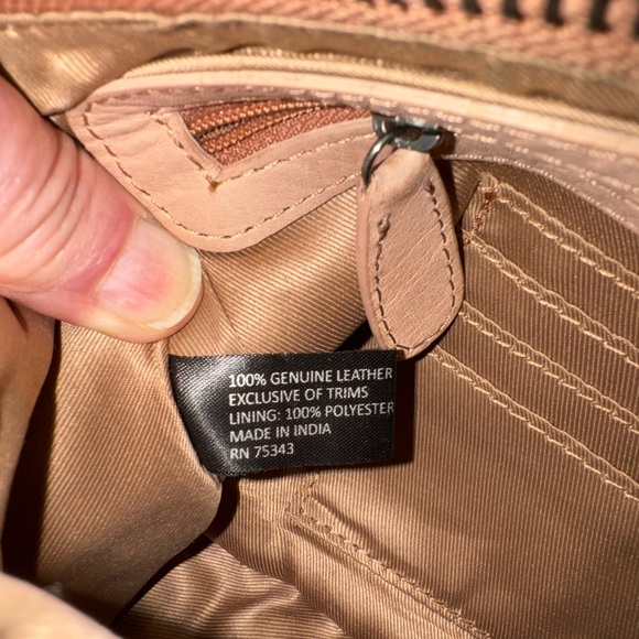 892-ARTT New Light Brown Woven Made In India Crossbody Purse Genuine Leather NWT - Picture 9 of 16